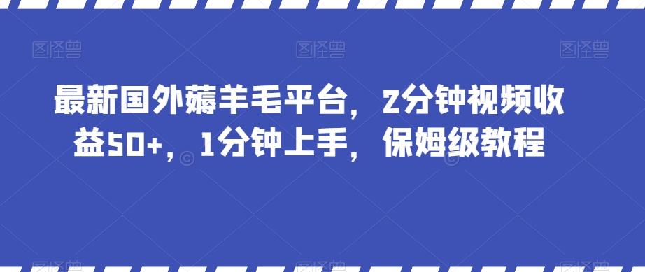 最新国外薅羊毛平台，2分钟视频收益50+，1分钟上手，保姆级教程【揭秘】-心语项目网