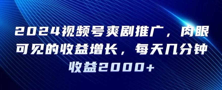 2024视频号爽剧推广，肉眼可见的收益增长，每天几分钟收益2000+【揭秘】-心语项目网