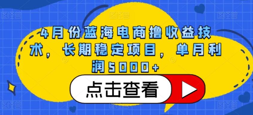 4月份蓝海电商撸收益技术，长期稳定项目，单月利润5000+【揭秘】-心语项目网