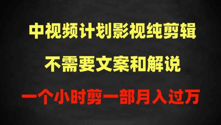 中视频计划影视纯剪辑，不需要文案和解说，一个小时剪一部，100%过原创月入过万【揭秘】-心语项目网