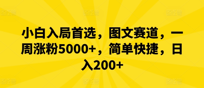 小白入局首选，图文赛道，一周涨粉5000+，简单快捷，日入200+-心语项目网
