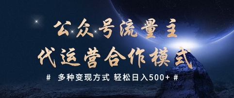 公众号流量主代运营  多种变现方式 轻松日入5张【揭秘】-心语项目网