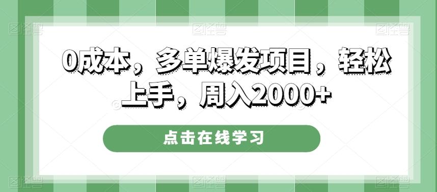 0成本，多单爆发项目，轻松上手，周入2000+-心语项目网