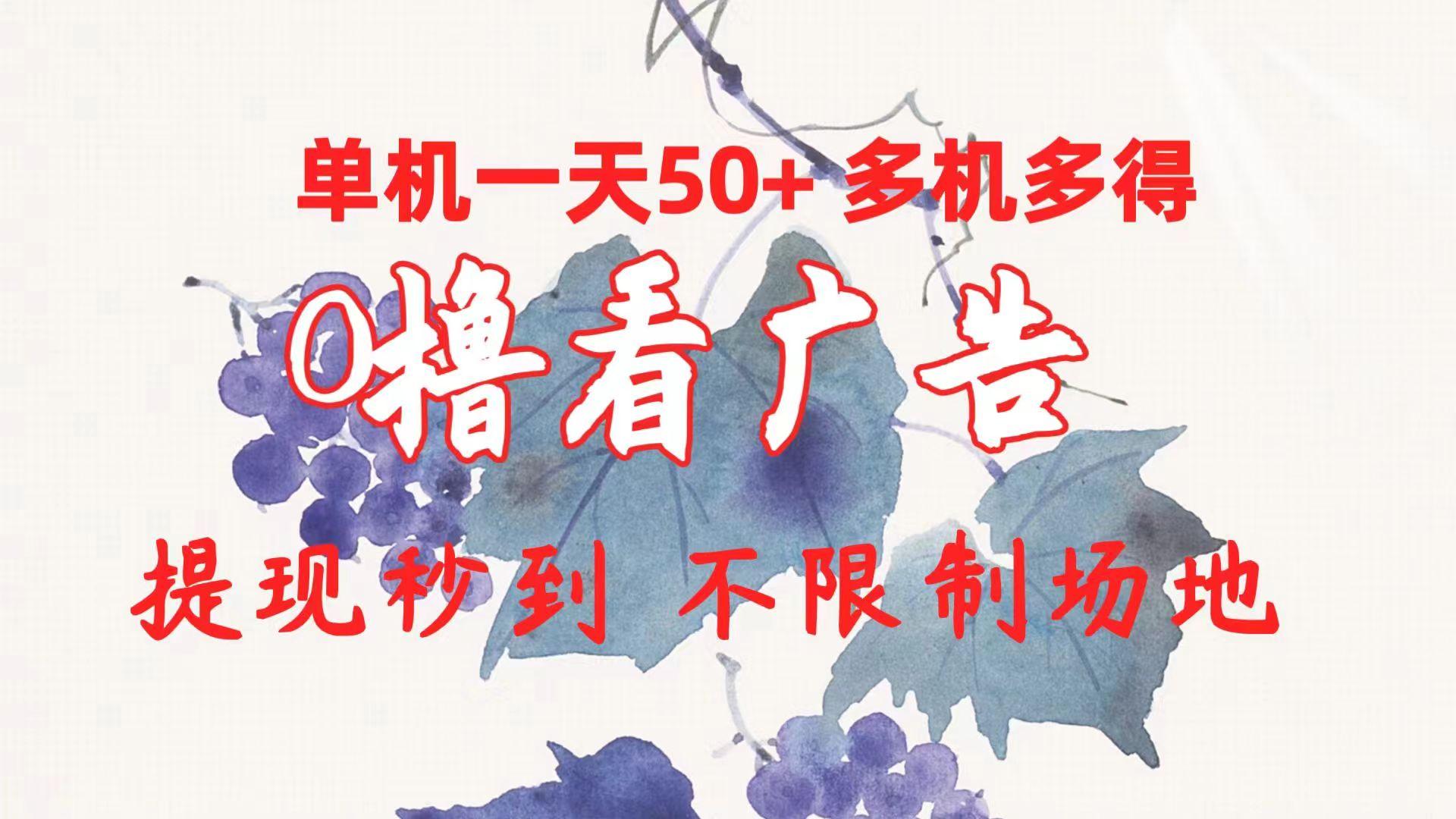 0撸看广告 单机一天50+多机多得 提现秒到 不限制场地操作-心语项目网