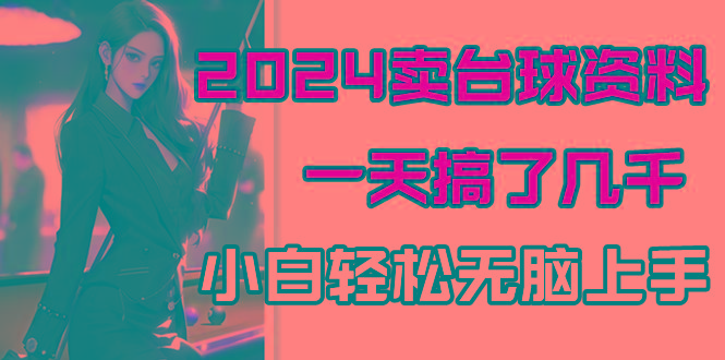 2024卖台球资料，一天搞了几千，小白轻松无脑上手-心语项目网
