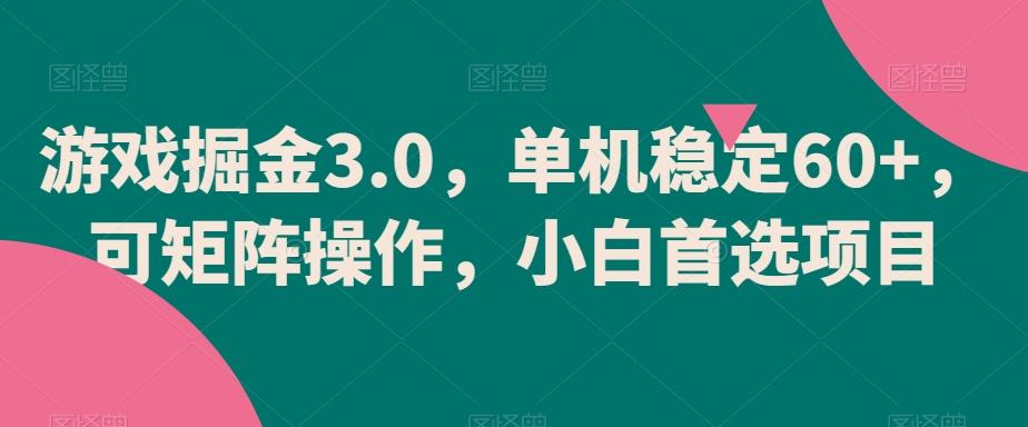 游戏掘金3.0，单机稳定60+，可矩阵操作，小白首选项目【揭秘】-心语项目网