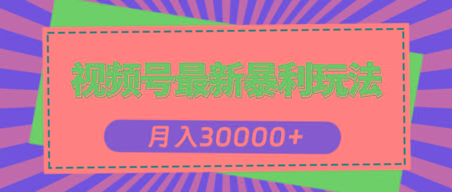 视频号最新暴利玩法，轻松月入30000+-心语项目网