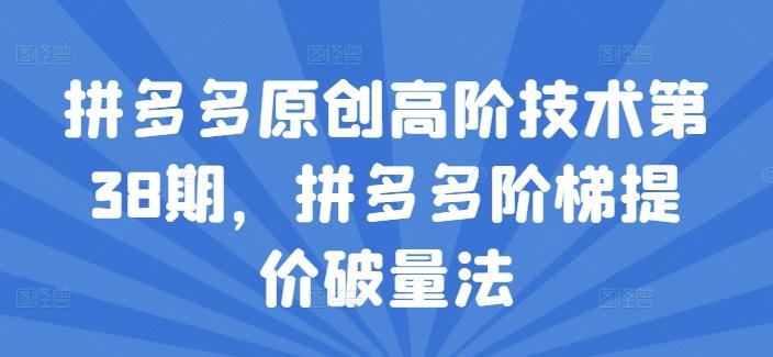 拼多多原创高阶技术第38期，拼多多阶梯提价破量法-心语项目网