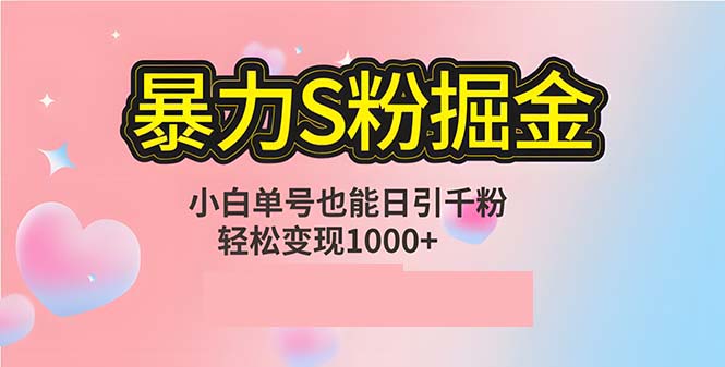 单人单机日引千粉，变现1000+，S粉流量掘金计划攻略-心语项目网
