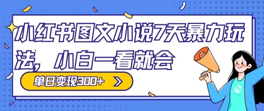 小红书图文小说7天暴力玩法，小白一看就会，单日变现300+-心语项目网