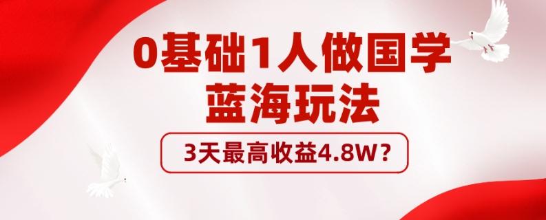 0基础1人做国学蓝海玩法，3天最高收益4.8W？-心语项目网