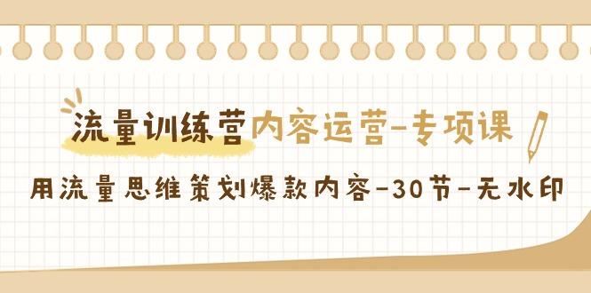 流量训练营之内容运营专项课，用流量思维策划爆款内容(30节课)-心语项目网