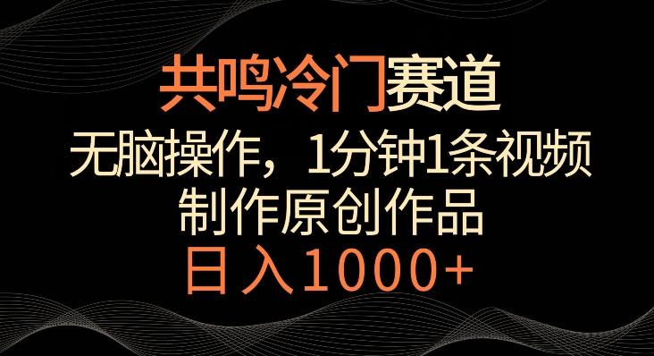 共鸣冷门赛道，无脑操作，一分钟一条视频，日入1000+【揭秘】-心语项目网