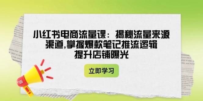 小红书电商流量课:揭秘流量来源渠道,掌握爆款笔记推流逻辑,提升店铺曝光-心语项目网