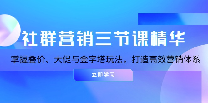 社群营销三节课精华：掌握叠价、大促与金字塔玩法，打造高效营销体系-心语项目网