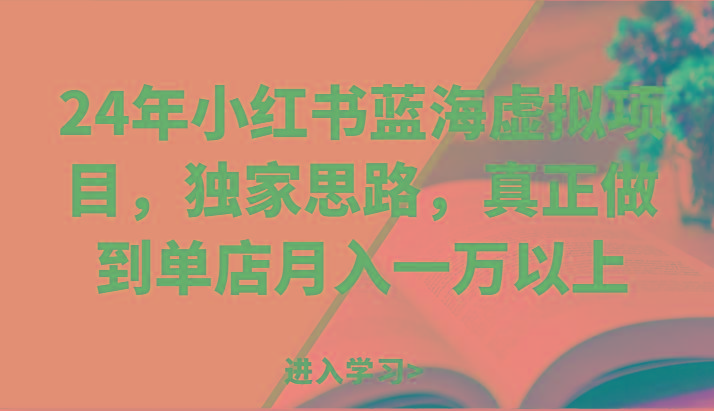 24年小红书蓝海虚拟项目，独家思路，真正做到单店月入一万以上。-心语项目网