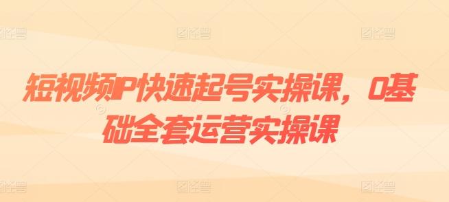 短视频IP快速起号实操课，0基础全套运营实操课，爆款内容设计+粉丝运营+内容变现-心语项目网