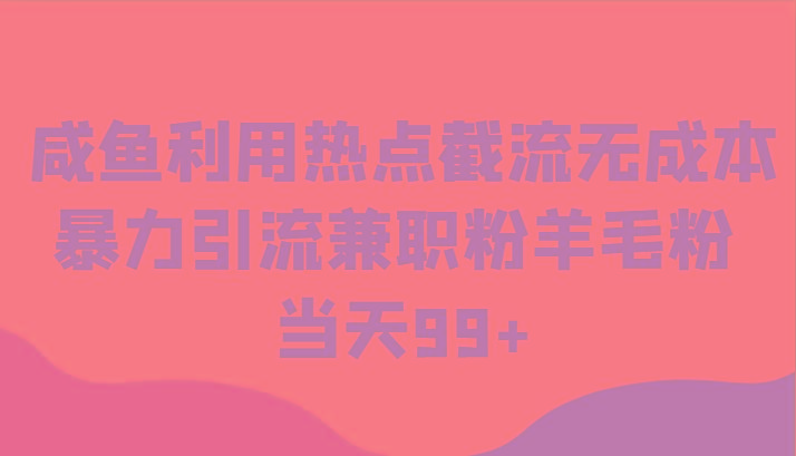 咸鱼利用热点截流无成本暴力引流兼职粉羊毛粉 当天99+-心语项目网
