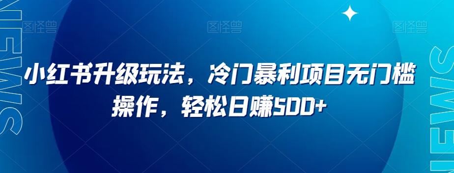 小红书升级玩法，冷门暴利项目无门槛操作，轻松日赚500+【揭秘】-心语项目网