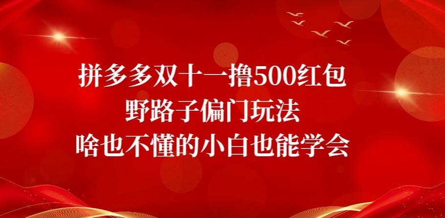 拼多多双十一撸500红包野路子偏门玩法，啥也不懂的小白也能学会【揭秘】-心语项目网